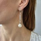 Серебряные длинные серьги с Белым жемчугом серебро 925 пробы Черненное 2136с 6.94г - изображение 2