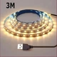 Светодиодная LED лента 3м, с USB, цвет теплый белый, 6000К - изображение 1
