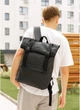 Рюкзак RollTop чорний, екошкіра, об'ємний, 54 см - зображення 6