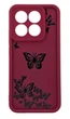 Чехол Shock Case Print для Xiaomi 14T бампер силиконовый бордовый с рисунком бабочки - изображение 1