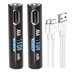 Акумуляторні батареї AAA з USB Type-C Pujimax 1100mWh 1.5V Li-ion (2 шт + кабель) Black (16218-2) - зображення 1