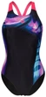 Купальник закритий для жінок Arena DREAMHLINE SWIMSUIT V BACK чорний, фіолетовий, бірюзовій Жінки 38 - зображення 1