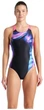 Купальник закритий для жінок Arena DREAMHLINE SWIMSUIT V BACK чорний, фіолетовий, бірюзовій Жінки 38 - зображення 4