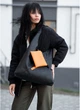 Женская сумка Хобо со съемным кошельком SAMBAG Черная с оранжевым (755040835) - изображение 4