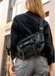 Велика жіноча поясна сумка бананка з відділенням для планшета SAMBAG Чорна (884038721) - зображення 5