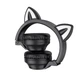 Бездротові Bluetooth навушники Borofone BO18 Cat ear BT headphones |портативна стерео гарнітура, Bluetooth 5.0, AUX/TF, Type-C, до 7 годин відтворення, 400 мАг, вбудований мікрофон, LED-підсвічування, швидке заряджання| Чорний - зображення 3