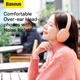 Бездротові Bluetooth навушники Baseus D02 Pro Encok Wireless headphone |портативна стерео гарнітура, Bluetooth 5.3, AUX, Type-C, до 40 годин відтворення, 450 мАг, вбудований мікрофон, швидке заряджання| Рожевий - зображення 7