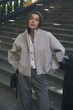 Бежевое укороченное пальто XXL-3XL - изображение 3