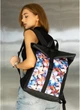Женский городской рюкзак RollTop Sambag One Flowers для ноутбука до 16–17 дюймов из экокожи, черный с цветочным принтом 60566 - изображение 2