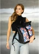 Женский городской рюкзак RollTop Sambag One Flowers для ноутбука до 16–17 дюймов из экокожи, черный с цветочным принтом 60566 - изображение 4