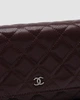 Сумка жіноча із срібною фурнітурою в стилі Chanel Caviar Quilted Wallet on Chain WOC Burgundy - изображение 4