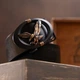 Мужской брючный ремень из натуральной кожи с автоматической пряжкой Vintage черного цвета (bg202fash97) - изображение 9