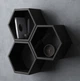 Настенная деревянная полка Соты с 3 ячейками черная - изображение 1