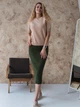 Юбка миди осенняя прямая женская ARTKNIT Katrin L/XL Олива (2251948329014) - изображение 3