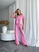 Жіночий домашній костюм трійка (топ+резинка+штани) Uaclothes 46-48 Рожевий (like34012-144191350) - изображение 1