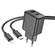 Зарядний пристрій Hoco CS23A 1USB 1USB-C PD/QC 30W + Type-C to Lightning Cable Black - зображення 1