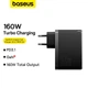 Мережевий зарядний пристрій адаптер Baseus GaN5 Pro Digital Fast Charger |2C+U, 160W/3A, PD3.1/QC| + кабель USB Type-C to USB Type-C 1m Чорний - зображення 8