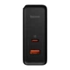Мережевий зарядний пристрій адаптер Baseus Gan5 Pro Fast Charger |1USB/1Type-C, PD/QC, 100W/3A| + кабель USB Type-C to USB Type-C |100W 20V/5A 1 м| Чорний - зображення 3