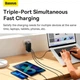 Мережевий зарядний пристрій адаптер Baseus GaN5 Pro Fast Charger |2C+U, 140W/3A, PD3.1/QC| + кабель USB Type-C – USB Type-C 1м Чорний - зображення 6
