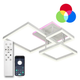 Світлодіодна люстра з ПДУ LUMINARIA GENNY SQUARE RGB 105W 4S 3000-6500К+RGB 10500Лм WHITE 645x618х170мм - зображення 1
