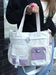 Сумка молодіжна жіноча через плече зі значками молочна. Сумка тоут. Сумка месенджер. - зображення 1