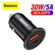Автомобільний зарядний пристрій Baseus C16 30W у прикурювач — швидка авто зарядка USB + Type-C QC4.0 PD 5A з підсвіткою 12/24V, адаптер для телефону iPhone, Samsung, Xiaomi, Huawei - зображення 1