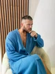 Халат длинный мужской муслиновый на запах р 50 синий (814м-синій) - изображение 7