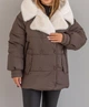 Тепла зимова куртка з хутром штучної норки, коричневий,р.50 - изображение 1