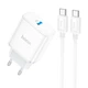 Зарядний пристрій HOCO C104A Stage single port PD20W Charger Set Type-C to Type-C cable EU White (6931474782915) - зображення 1