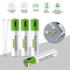 Акумуляторні батарейки Smartoools AAA 1.5V 500 mAh з USB-C зарядкою, 4 шт (Зелений) - изображение 6