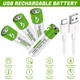 Акумуляторні батарейки Smartoools AA 1.5V 1700 mAh з USB-C зарядкою, 4 шт (Зелений) - изображение 4