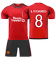 Форма футбольная детская B.Fernandes (Б.Фернандиш) 8 Manchester United (Манчестер Юнайтед), сезон 24/25, 20 размер, рост 115-120 см, красно-черная - изображение 1