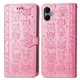 Чехол Embossed Cat and Dog для Samsung Galaxy A06 / A065 книжка кожа PU с визитницей розовый - изображение 4