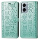 Чехол Embossed Cat and Dog для Motorola Moto G04s книжка кожа PU с визитницей мятный - изображение 4