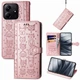 Чохол Embossed Cat and Dog для Xiaomi Redmi Note 14 4G EU Version книга шкіра PU з візитницею рожеве золото - зображення 1