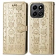 Чехол Embossed Cat and Dog для Infinix GT 20 Pro / X6871 книжка кожа PU с визитницей золотистый - изображение 4