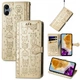 Чехол Embossed Cat and Dog для Samsung Galaxy A06 / A065 книжка кожа PU с визитницей золотистый - изображение 1