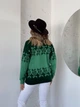 Женский свитер с цветочным орнаментом зеленого цвета 34076 One Size - изображение 4