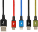 Kabel iBOX 4in1 USB Type-A - microUSB/Lightning/2 x USB Type-C M/M 1.2 m Black (5903968680275) - obraz 5