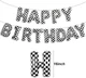 Фольговані Надувні Кульки Happy Birthday Гонка Чорно-Білий - зображення 2