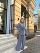 Стильний літній костюм жіночий однотонний з штанами та піджаком-кімоно льон жатка S-L сірий - зображення 11