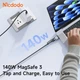 Кабель для заряджання та передачі даних Mcdodo 240W/140W 2-в-1 USB-C to USB-C+Magsafe 3 2 м CA-0140 Чорний - зображення 4