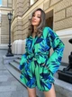 Женский шелковый костюм с кимоно зеленого цвета 33930 46/48 - изображение 4