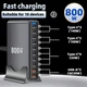 Зарядний пристрій YMX 800W, GaN, PD3.1 140W, QC3.0 30 W для телефонів, ноутбуків, 10 портів USB+Type-C, настільний - зображення 6
