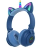 Детские беспроводные наушники Единорог Cat STN-27 LED Bluetooth с кошачьими ушками синий - изображение 1