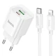 Мережевий Зарядний Пристрій Hoco C147A 1USB/18W/QC3.0 + 1Type-C/20W/PD + (Type-C - Lightning) (Білий) - зображення 1