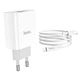 Мережевий Зарядний Пристрій Hoco C80A 1USB/18W/QC3.0 + 1Type-C/20W/PD + (Type-C - Lightning) (Білий) - зображення 4