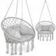 Крісло-гойдалка 4FIZJO Boho Dream 80 см з подушкою, підвісна, плетена Grey (P-5905973404532) - зображення 1