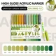 Набор акриловых ручек Guangna Grayish Green Series 12 уникальных отенков - изображение 2