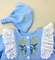 Крестильная одежда для девочки + мешочек Family Tradition муслин с вышивкой и кружевом 68 см тёмно-голубой белый Синеглазка - изображение 2